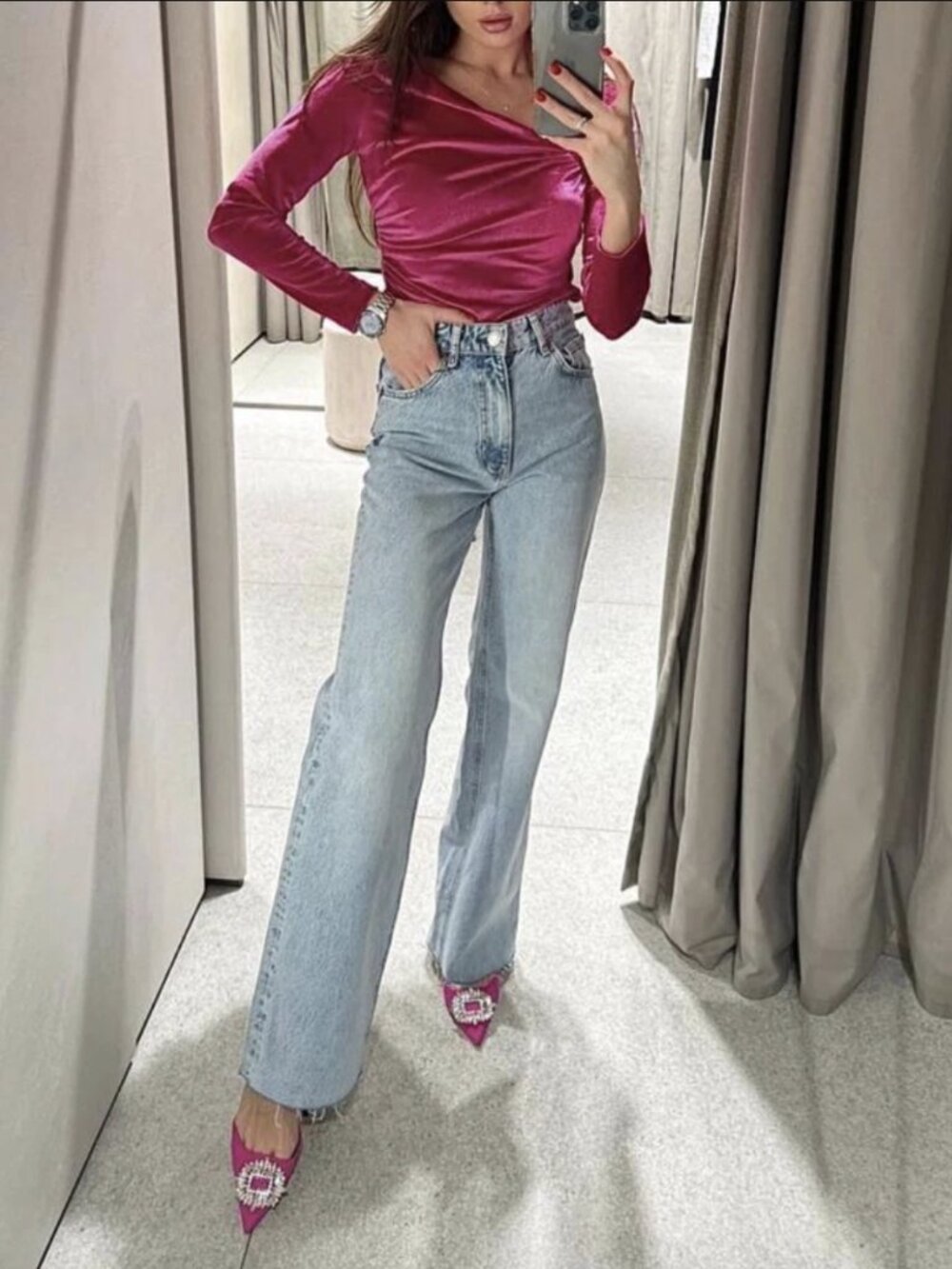 ZARA WOMAN NWT LIGHT BLUE Z1975 WIDE LEG JEANS 8228/040 FULL LENGTH